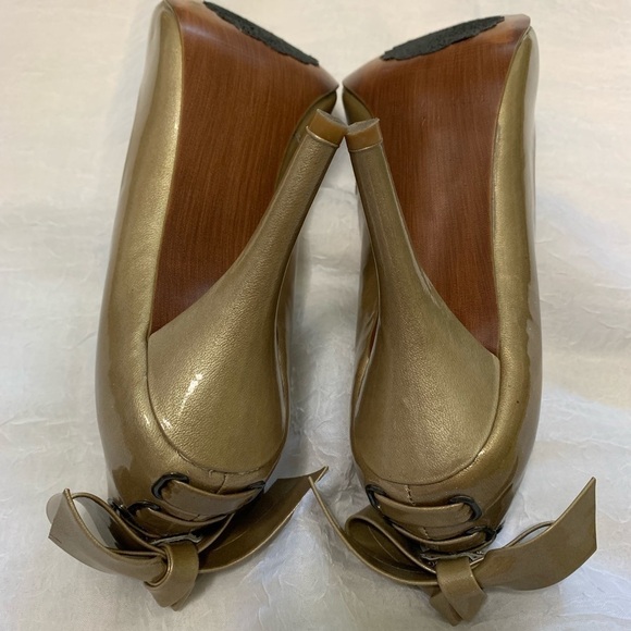 Enzo Angiolini Bow Peep Toe Pumps 7 1/2 M Leather - Picture 6 of 8